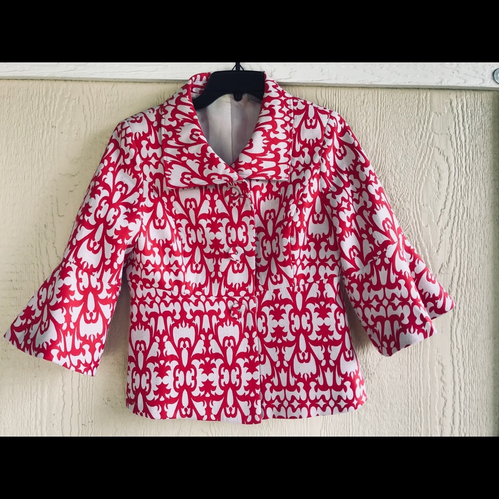 Red and cream Kim Rogers woman’s blazer